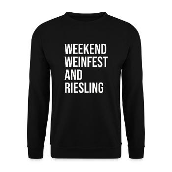 Schorle Riesling Pfalz Wochenende Weinfest Motiv - Unisex Pullover - Schwarz - Vorne - Alina (178cm) & Michal (187cm)