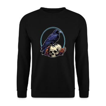 Big Raven Sitting on Sculls - Unisex Sweatshirt - black - Front - Alina (178cm) & Michal (187cm)