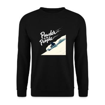 Powder to the People – Snowboard & Powder - Unisex Pullover - Schwarz - Vorne - Alina (178cm) & Michal (187cm)