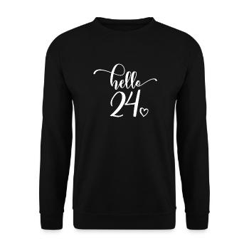 Hello 24 - Mignon cadeau de 24e anniversaire pour les femmes - Sweat-shirt Unisexe - noir - Devant - Alina (178cm) & Michal (187cm)