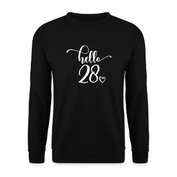 Hello 28 - Mignon cadeau de 28e anniversaire pour les femmes - Sweat-shirt Unisexe - noir - Devant - Alina (178cm) & Michal (187cm)
