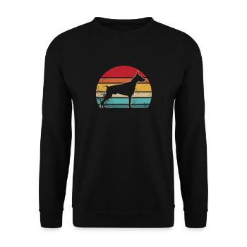 Dobermann Retro - Unisex Pullover - Schwarz - Vorne - Alina (178cm) & Michal (187cm)