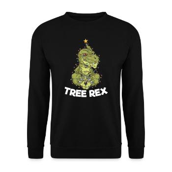 Christmas Tree T-Rex Xmas Lights Pun Gift - Unisex Sweatshirt - black - Front - Alina (178cm) & Michal (187cm)