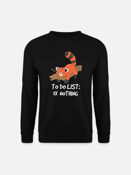 Red Panda Cute Lazy Woodland Animal To Do List - Unisex Sweatshirt - black