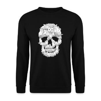 Halloween Chat Crâne Spooky Chat Amant Cadeau - Sweat-shirt Unisexe - noir - Devant - Alina (178cm) & Michal (187cm)