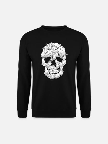Halloween Cat Skull Spooky Cat Lover Gift - Unisex Sweatshirt - black