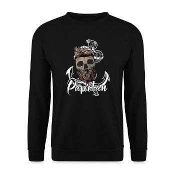 Papitän Moin Digga Hamburg Seemann Segler Anker - Unisex Pullover - Schwarz - Vorne - Alina (178cm) & Michal (187cm)