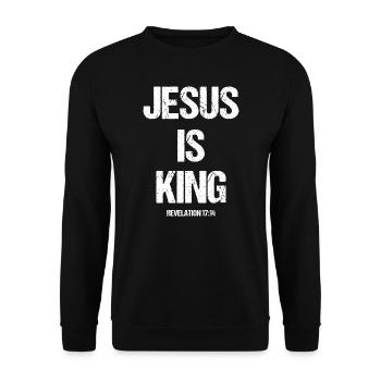 Jesus ist der König Motivational Christian Catholic - Unisex Pullover - Schwarz - Vorne - Alina (178cm) & Michal (187cm)