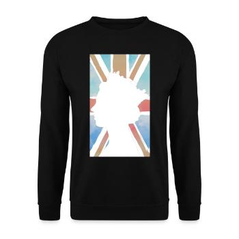 QUEEN ELIZABETH UK FLAG UNION JACK KINGDOM HEAVEN - Unisex Sweatshirt - black - Front - Alina (178cm) & Michal (187cm)
