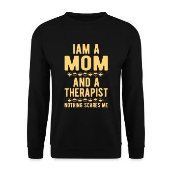 Mom Therapist : Iam a Mom and a Therapist - Unisex Pullover - Schwarz - Vorne - Alina (178cm) & Michal (187cm)