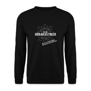 Akustiker hörakustiker und Hörgeräteakustiker - Unisex Pullover - Schwarz - Vorne - Alina (178cm) & Michal (187cm)