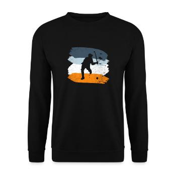 hockey feldhockey geschenk retro - Unisex Pullover - Schwarz - Vorne - Alina (178cm) & Michal (187cm)
