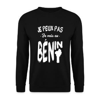 Je peux pas je vais au Bénin - Sweat-shirt Unisexe - noir - Devant - Alina (178cm) & Michal (187cm)
