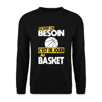 Ce dont j'ai besoin c'est de jouer au Basket - Sweat-shirt Unisexe - noir - Devant - Alina (178cm) & Michal (187cm)