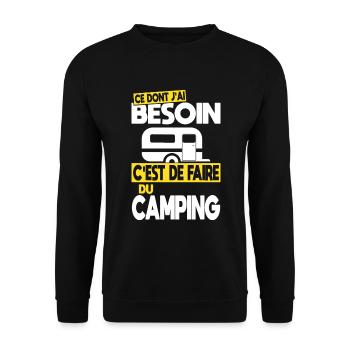 Ce dont j'ai besoin c'est de faire du Camping - Sweat-shirt Unisexe - noir - Devant - Alina (178cm) & Michal (187cm)