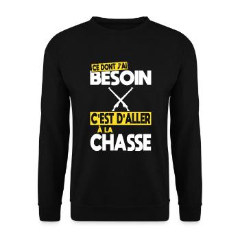 Ce dont j'ai besoin c'est d'aller à la Chasse - Sweat-shirt Unisexe - noir - Devant - Alina (178cm) & Michal (187cm)