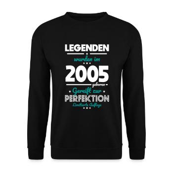 20. Geburtstag - Legenden wurden im 2005 - Unisex Pullover - Schwarz - Vorne - Alina (178cm) & Michal (187cm)
