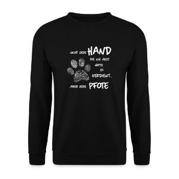 Hand Pfote Hund - Unisex Pullover - Schwarz - Vorne - Alina (178cm) & Michal (187cm)