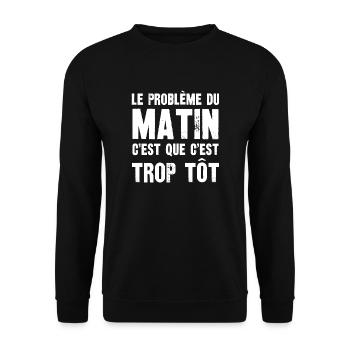 le problème du matin - Sweat-shirt Unisexe - noir - Devant - Alina (178cm) & Michal (187cm)