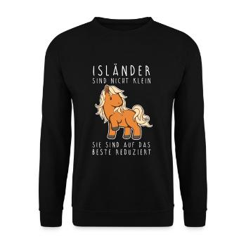 Island Pferde Isländer Pony Reiten Reiterhof Stall - Unisex Pullover - Schwarz - Vorne - Alina (178cm) & Michal (187cm)