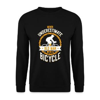 NEVER UNDERESTIMATE AN OLD MAN WITH A BICYCLE - Unisex Sweatshirt - black - Front - Alina (178cm) & Michal (187cm)