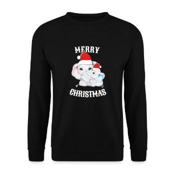 Weihnachten Elefanten Baby Santa Claus - Unisex Pullover - Schwarz - Vorne - Alina (178cm) & Michal (187cm)