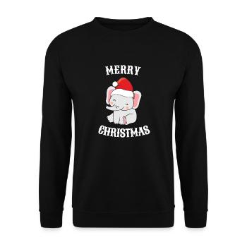 Weihnachten Elefanten Baby Santa Claus - Unisex Pullover - Schwarz - Vorne - Alina (178cm) & Michal (187cm)