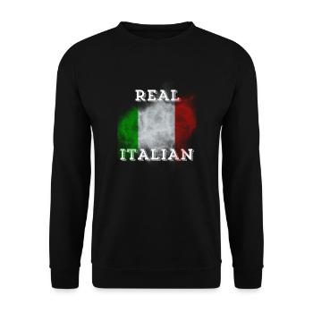 Italien T-Shirt Flagge Urlaub Sommer Palme - Unisex Pullover - Schwarz - Vorne - Alina (178cm) & Michal (187cm)