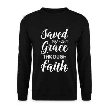 Saved By Grace Through Faith - Unisex Pullover - Schwarz - Vorne - Alina (178cm) & Michal (187cm)