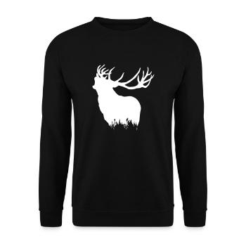 Deer - Hirsch - Unisex Pullover - Schwarz - Vorne - Alina (178cm) & Michal (187cm)