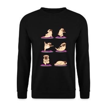 Mops Yoga - Gymnastique chiens Fitness - Sweat-shirt Unisexe - noir - Devant - Alina (178cm) & Michal (187cm)