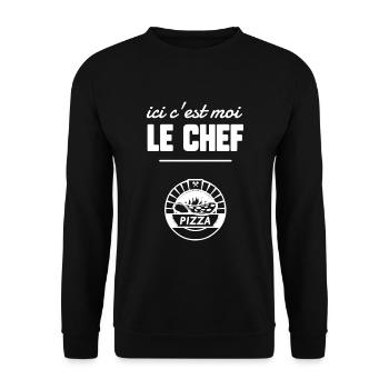 Ici c’est moi le chef - Sweat-shirt Unisexe - noir - Devant - Alina (178cm) & Michal (187cm)