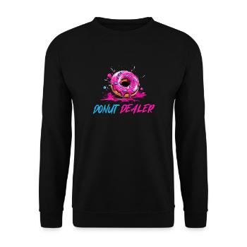 Pink Donut Dealer - Unisex Pullover - Schwarz - Vorne - Alina (178cm) & Michal (187cm)