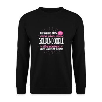 Niemals ohne GOLDENDOODLE - Unisex Pullover - Schwarz - Vorne - Alina (178cm) & Michal (187cm)