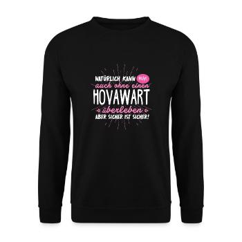 Hovawart Hund Geschenk Überleben - Unisex Pullover - Schwarz - Vorne - Alina (178cm) & Michal (187cm)