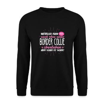Border Collie Hund Hütehund Geschenk - Unisex Pullover - Schwarz - Vorne - Alina (178cm) & Michal (187cm)