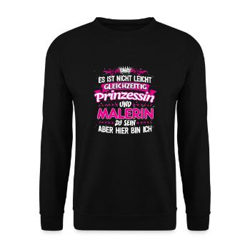 MALERIN - gleichzeitig Prinzessin - Unisex Pullover - Schwarz - Vorne - Alina (178cm) & Michal (187cm)