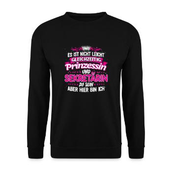 SEKRETÄRIN - gleichzeitig Prinzessin - Unisex Pullover - Schwarz - Vorne - Alina (178cm) & Michal (187cm)