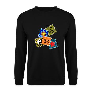 LSD Blotter__N002 - Unisex Sweatshirt - black - Front - Alina (178cm) & Michal (187cm)