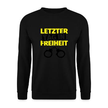 Junggesellenabschied Handschellen - Unisex Pullover - Schwarz - Vorne - Alina (178cm) & Michal (187cm)