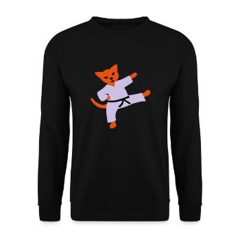 taekwondo katze - Unisex Pullover - Schwarz - Vorne - Alina (178cm) & Michal (187cm)