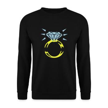 Diamantring / diamond ring (2c) - Unisex Pullover - Schwarz - Vorne - Alina (178cm) & Michal (187cm)