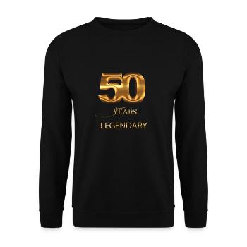 50. Geburtstag - Unisex Pullover - Schwarz - Vorne - Alina (178cm) & Michal (187cm)