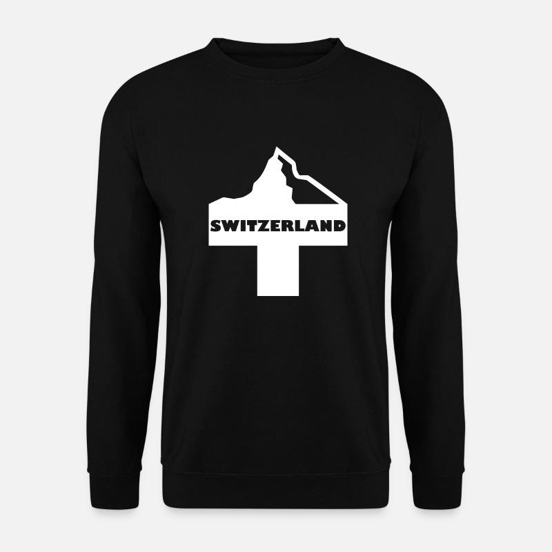 Schweizerkreuz mit Berg und Switerland-Schriftzug - Unisex Pullover - Schwarz