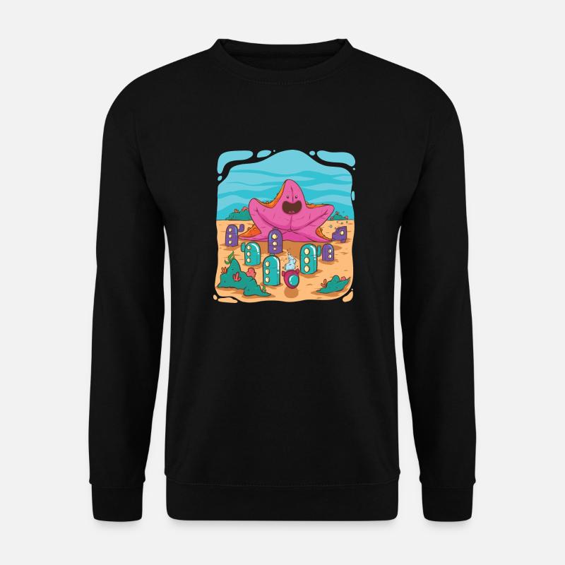 Seestern in Unterwasserstadt - Unisex Pullover - Schwarz