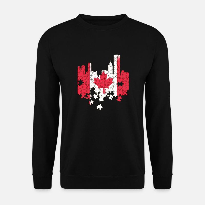 Puzzle drapeau du Canada Feuille d'érable du Canada Feuille d'érable - Sweat-shirt Unisexe - noir