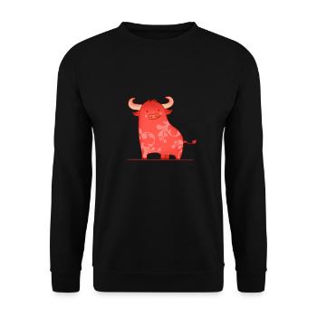 Taureau heureux - Sweat-shirt Unisexe - noir - Devant - Alina (178cm) & Michal (187cm)
