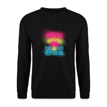 Retro gamer neon multicolore joystick design - Sweat-shirt Unisexe - noir - Devant - Alina (178cm) & Michal (187cm)