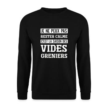 La saison des vides greniers. humour, drôle,cadeau - Sweat-shirt Unisexe - noir - Devant - Alina (178cm) & Michal (187cm)