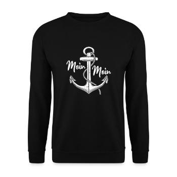 Moin Moin Anker Norddeutschland Friese - Unisex Pullover - Schwarz - Vorne - Alina (178cm) & Michal (187cm)